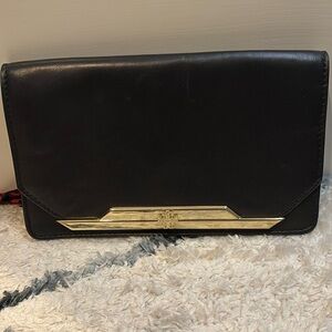 Tory Burch Soft Leather And Gold Clutch